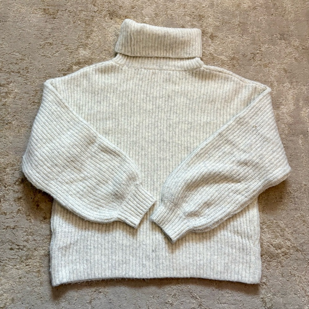 Esqualo Grey Heathered Chunky Knit Turtleneck Oversized Sweater Size Xsmall - Picture 8 of 10